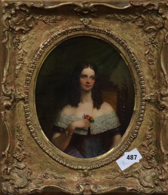 Victorian School, oil on canvas, portrait of a young lady, 26 x 21cm